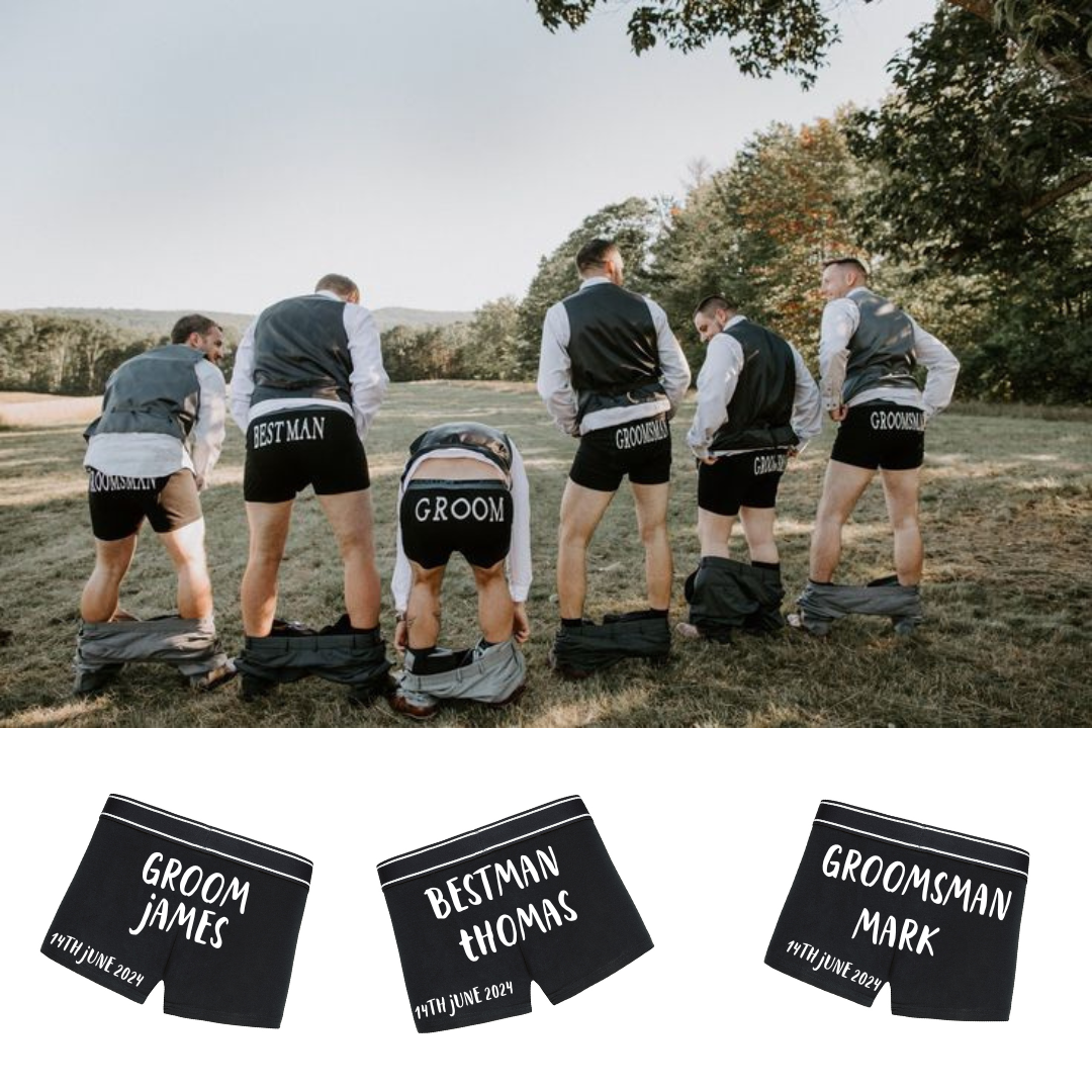 Personalised, Groom, Best Man and Groomsman Boxer shorts,