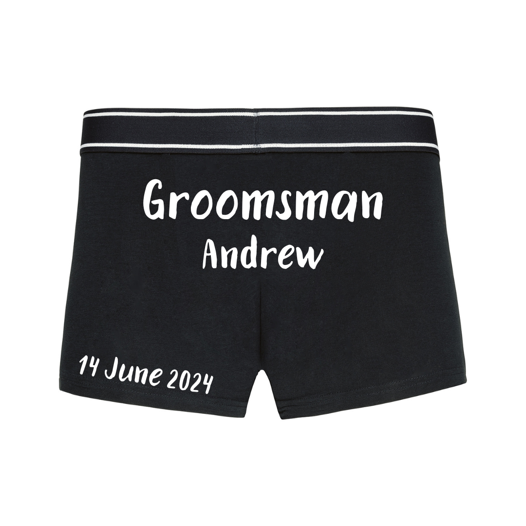 Personalised, Groom, Best Man and Groomsman Boxer shorts,