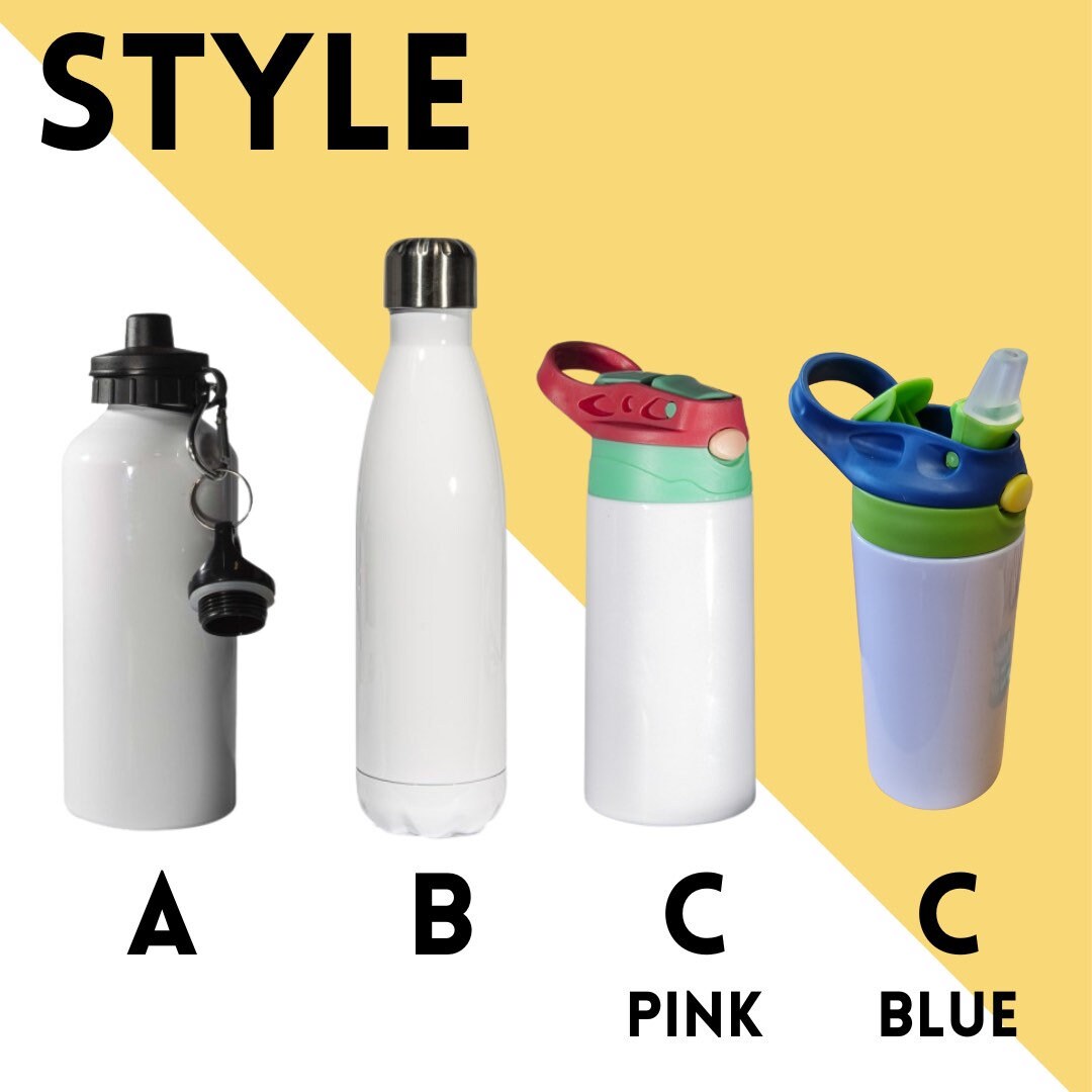 Personalised Reusable Water Bottles - Custom Add Your Own Image / Text / Design / Logo - Choose Style - Eco Friendly