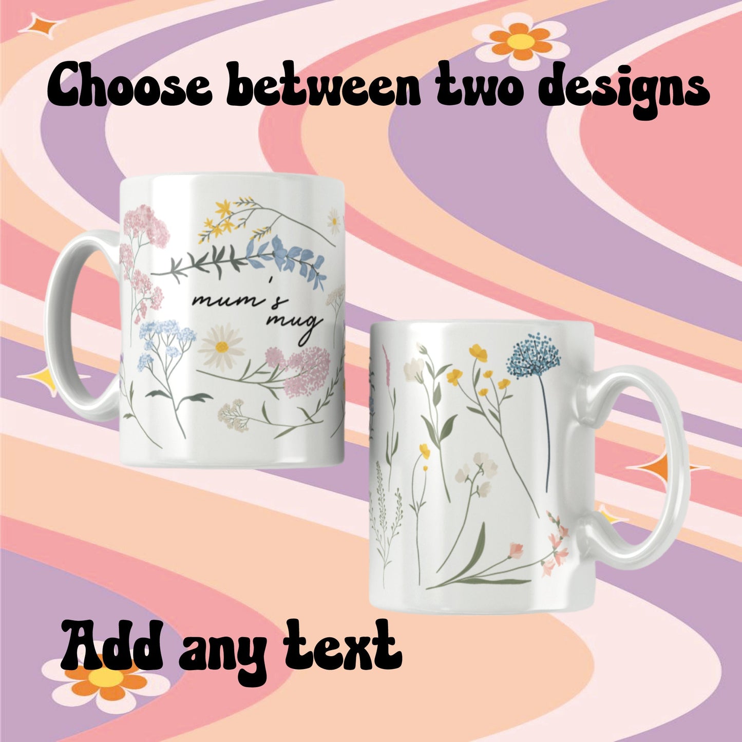 Floral Mugs - Mothers Day Mugs - Mums Tea - Custom mug - Grandma's Mug - Tea - Coffee - Mug - Personalised - Gift from Kids