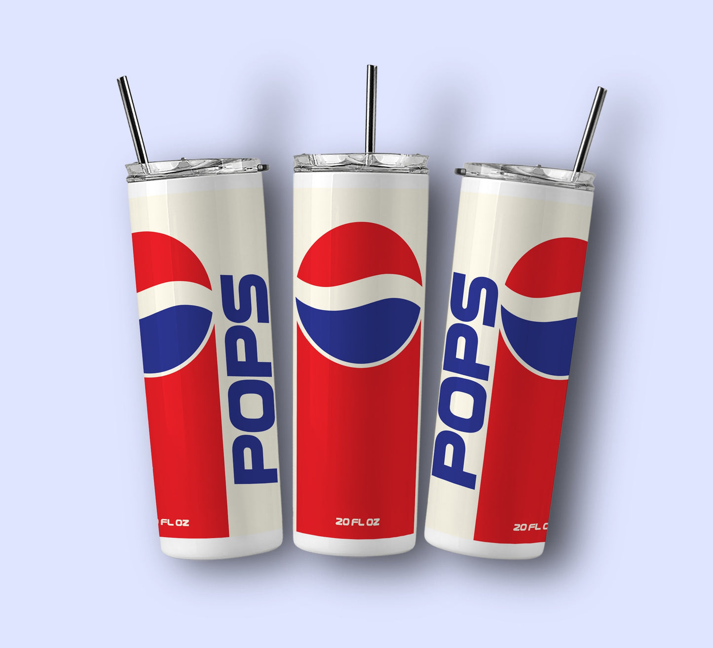 Pepsi 20oz Stainless Steel Tumbler with Reusable Straw Metal / Plastic Bottle Perfect Gift - Christmas / Birthday.