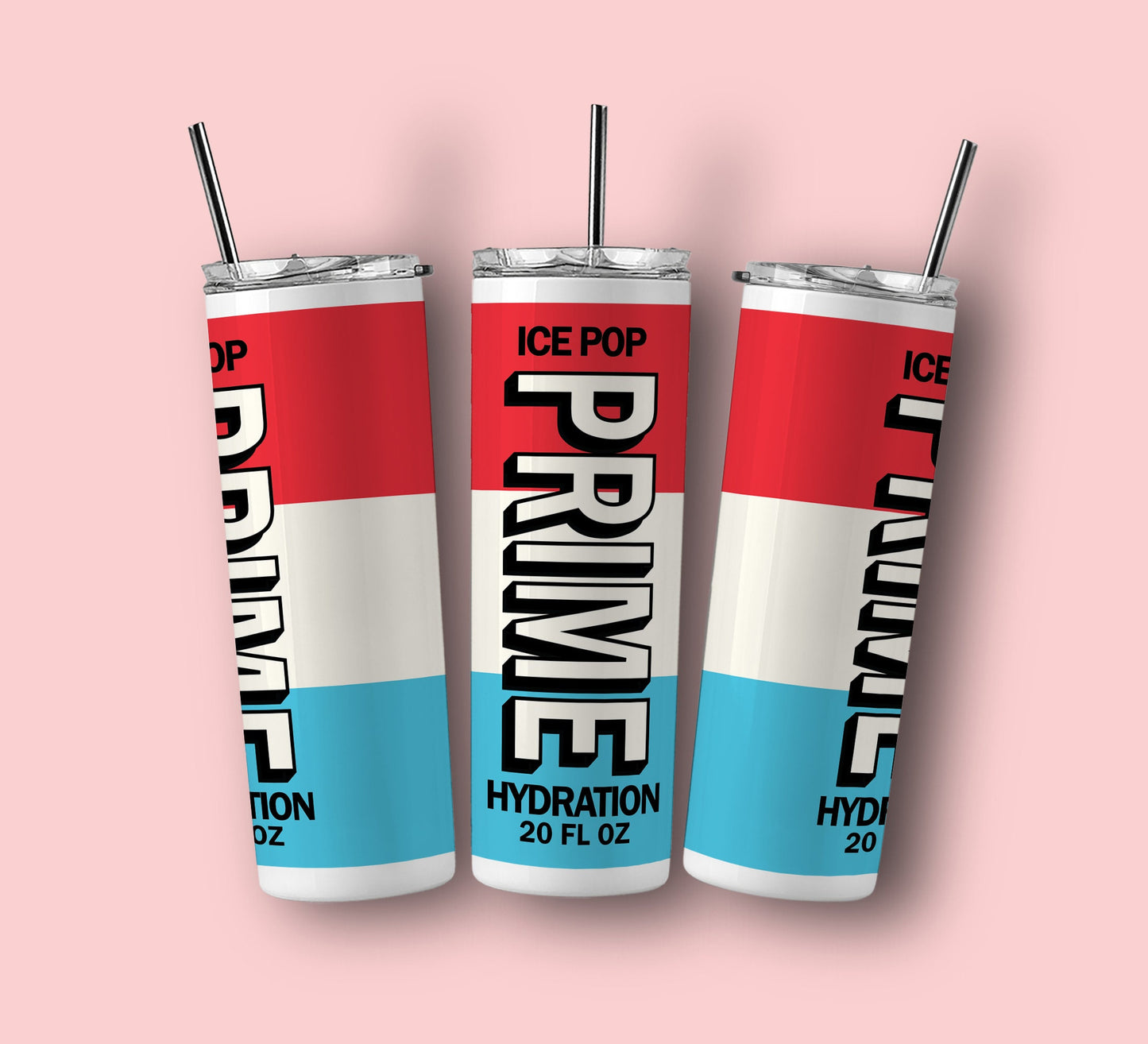 Prime 20oz Stainless Steel Tumbler with Reusable Straw Metal / Plastic Bottle Perfect Gift - Christmas / Birthday.