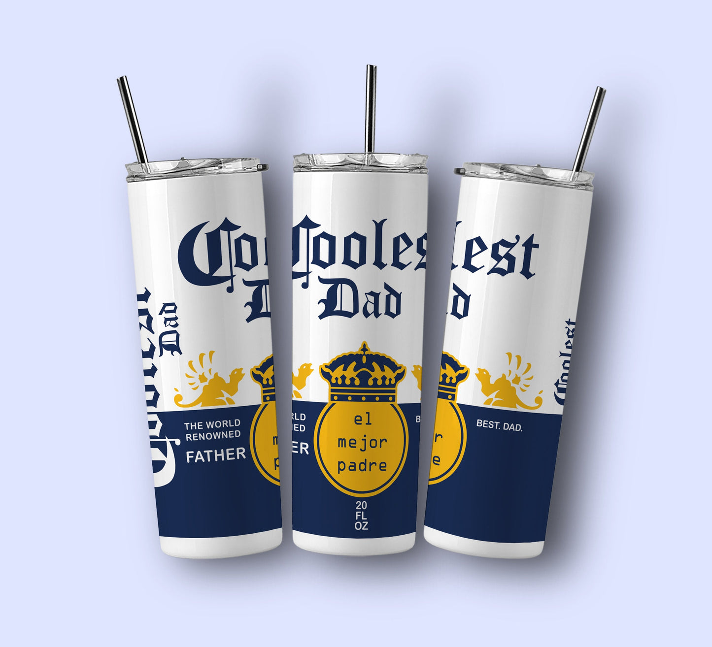 Cool Dad 20oz Stainless Steel Tumbler with Reusable Straw Metal / Plastic Bottle Perfect Gift for dad - Christmas / Birthday Furthers day
