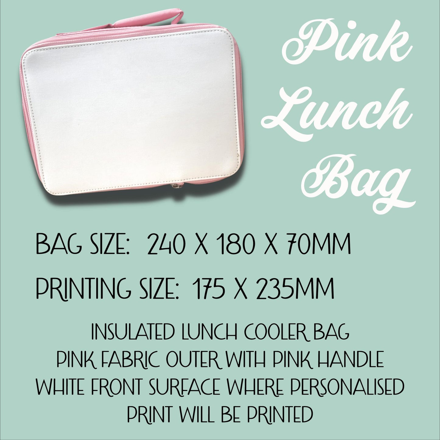Personalised Children's Lunch Bag | Back to School Lunch Bag | Pink Girls Lunch Bag | Axalottle Lunch Bag