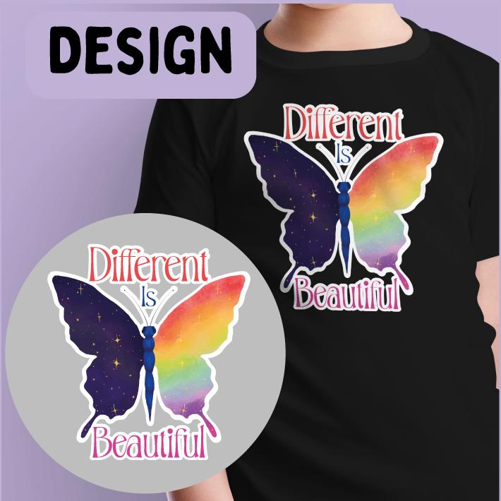 Different Is Beautiful T-shirt - Butterfly T-shirt - Rainbow Design - Autism Awareness - Autism Month Shirt Gift - Mental Health -