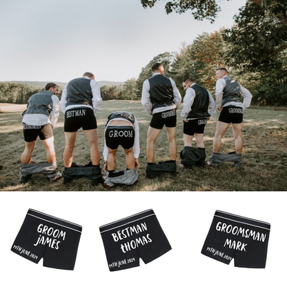 Personalised, Groom, Best Man and  Groomsman Boxer shorts,