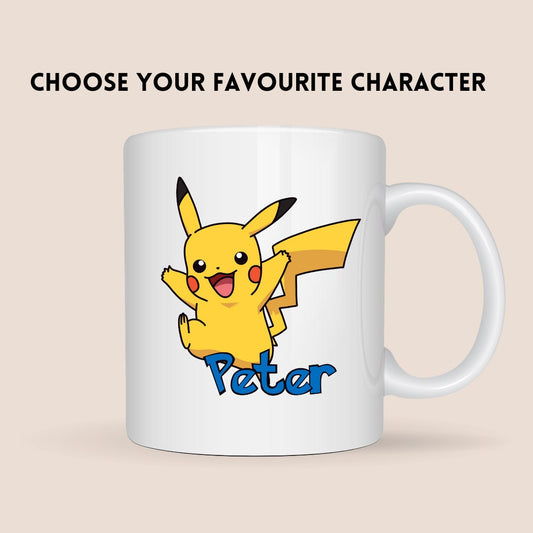 Personalised Cartoon Anime 11oz White Ceramic Mug - Choose Character and Text - Children / Adult Unisex - Ideal Gift