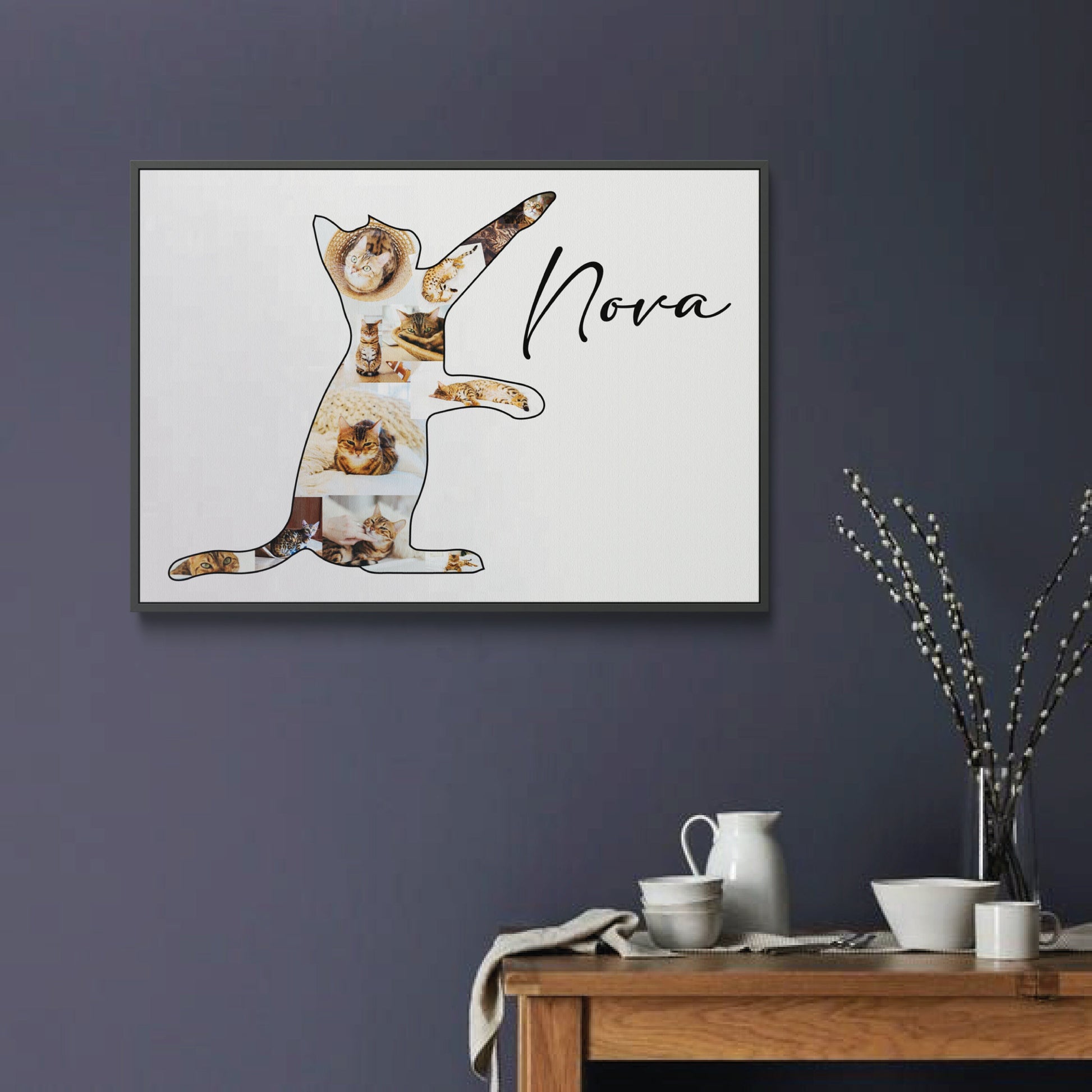 Cat Photo Print- Cat shape- With name- Personalised- Custom print- Digital- A4- A3- Framed- Pet Print- Home Decor