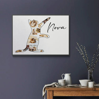 Cat Photo Print- Cat shape- With name- Personalised- Custom print- Digital- A4- A3- Framed- Pet Print- Home Decor