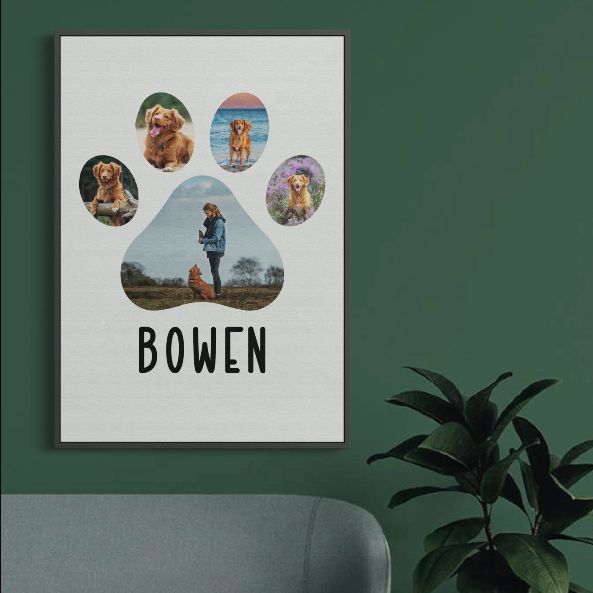 Dog "Paw" Print- pet print- dog photo print- paw photo print - With name- Personalised- Custom print- Digital- A4- A3- Framed- Home Decor