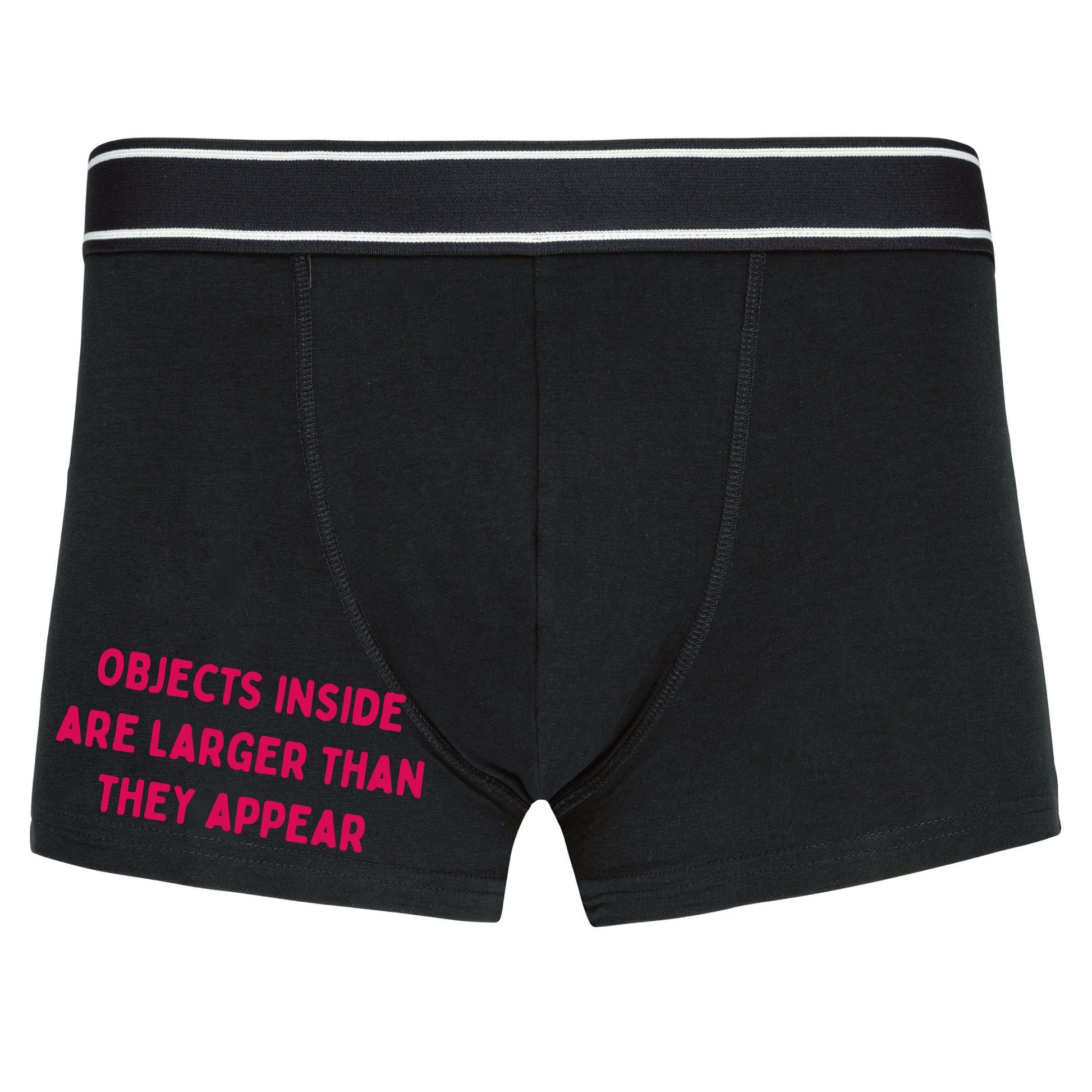 Valentines Boxer shorts - Objects inside are larger than they Appear - Valentines Gift For Him - Innuendo