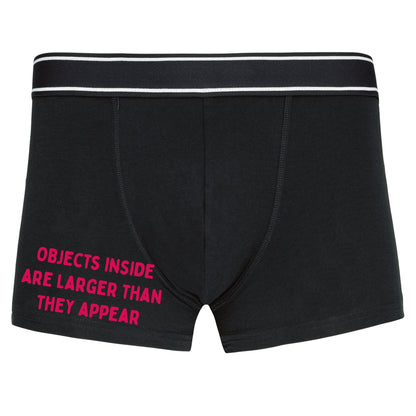 Valentines Boxer shorts - Objects inside are larger than they Appear - Valentines Gift For Him - Innuendo