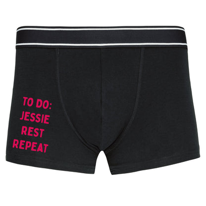 Boxer shorts -To Do: Partner Rest Repeat - Valentines Gift For Him - Innuendo - Personalisable