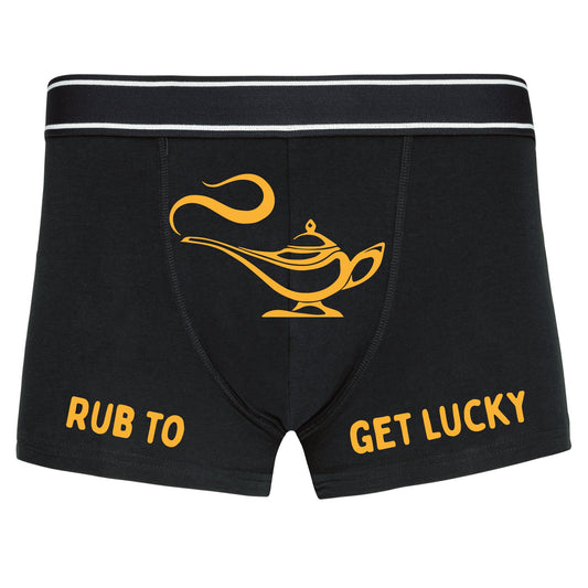 Valentines Boxer shorts -Rub to get Lucky - Valentines Gift For Him - Innuendo