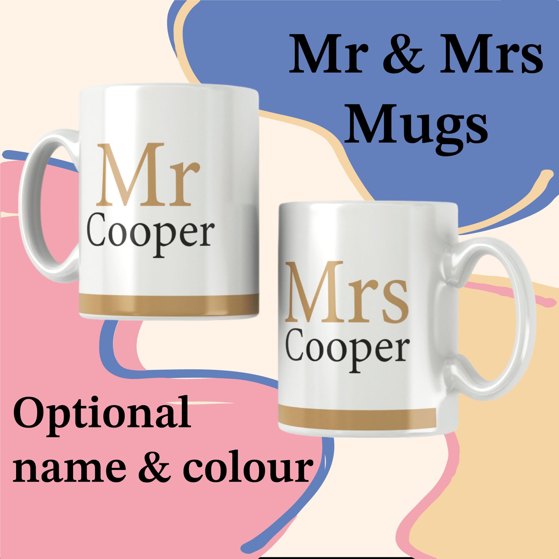 Mr & Mrs mug set - Couples - Married - Surname - Personalised - Wedding gift - Anniversary Gift - Mug Set - Personalised Wedding Gift