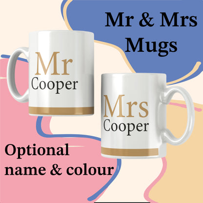 Mr & Mrs mug set - Couples - Married - Surname - Personalised - Wedding gift - Anniversary Gift - Mug Set - Personalised Wedding Gift