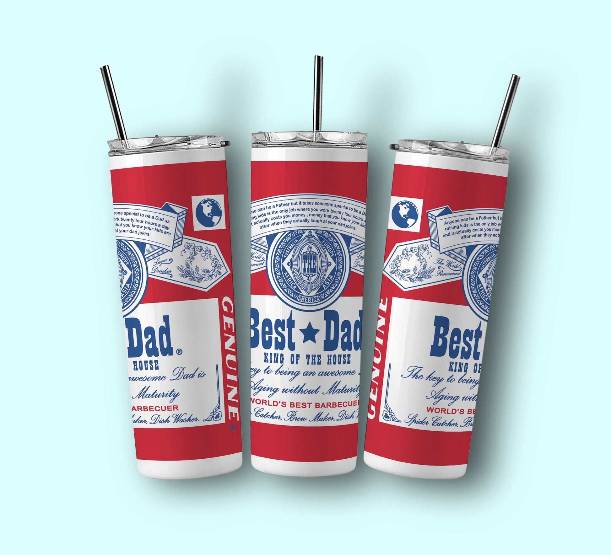 Best Dad 20oz Stainless Steel Tumbler with Reusable Straw Metal / Plastic Bottle Perfect Gift for dad - Christmas / Birthday Furthers day