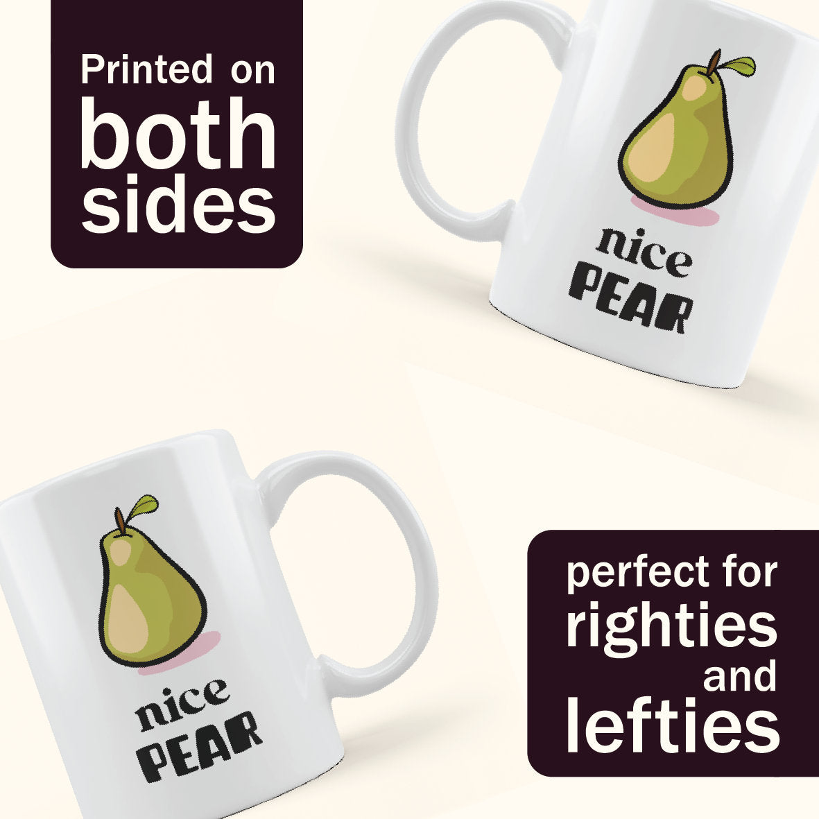 Nice pear mug, nice pair mug, boob joke mug, offensive funny coffee cup, fruit coffee mug