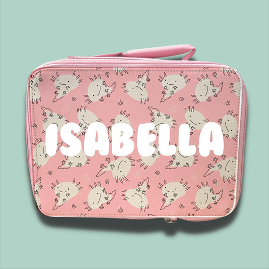 Personalised Children's Lunch Bag | Back to School Lunch Bag | Pink Girls Lunch Bag | Axalottle Lunch Bag