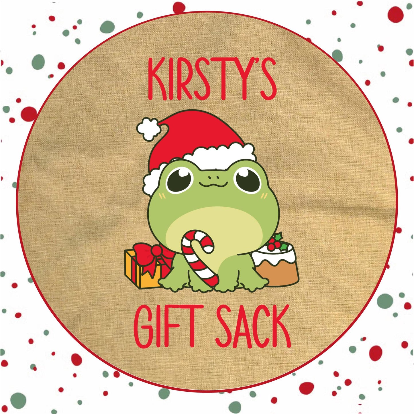 Personalised Santa Sack and Stockings | Santa Sack | Santa Stocking | Presents | Xmas | Gifts | Customise Name | Frog Gift Sack