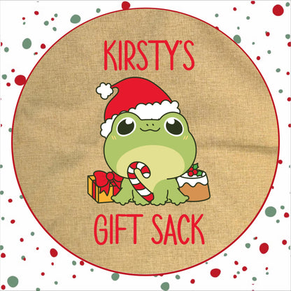Personalised Santa Sack and Stockings | Santa Sack | Santa Stocking | Presents | Xmas | Gifts | Customise Name | Frog Gift Sack