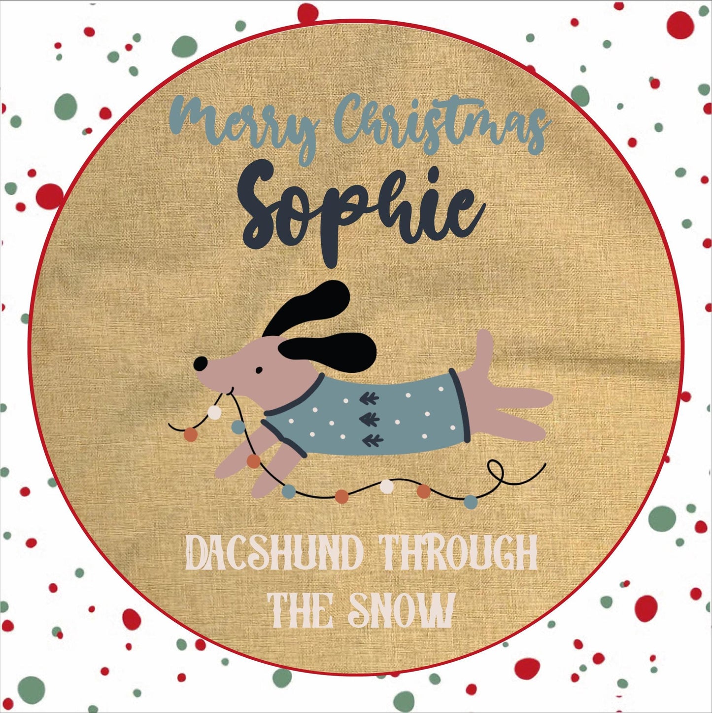 Personalised Santa Sack and Stockings | Santa Sack | Santa Stocking | Presents | Xmas | Customise Name | Dachshund through the snow