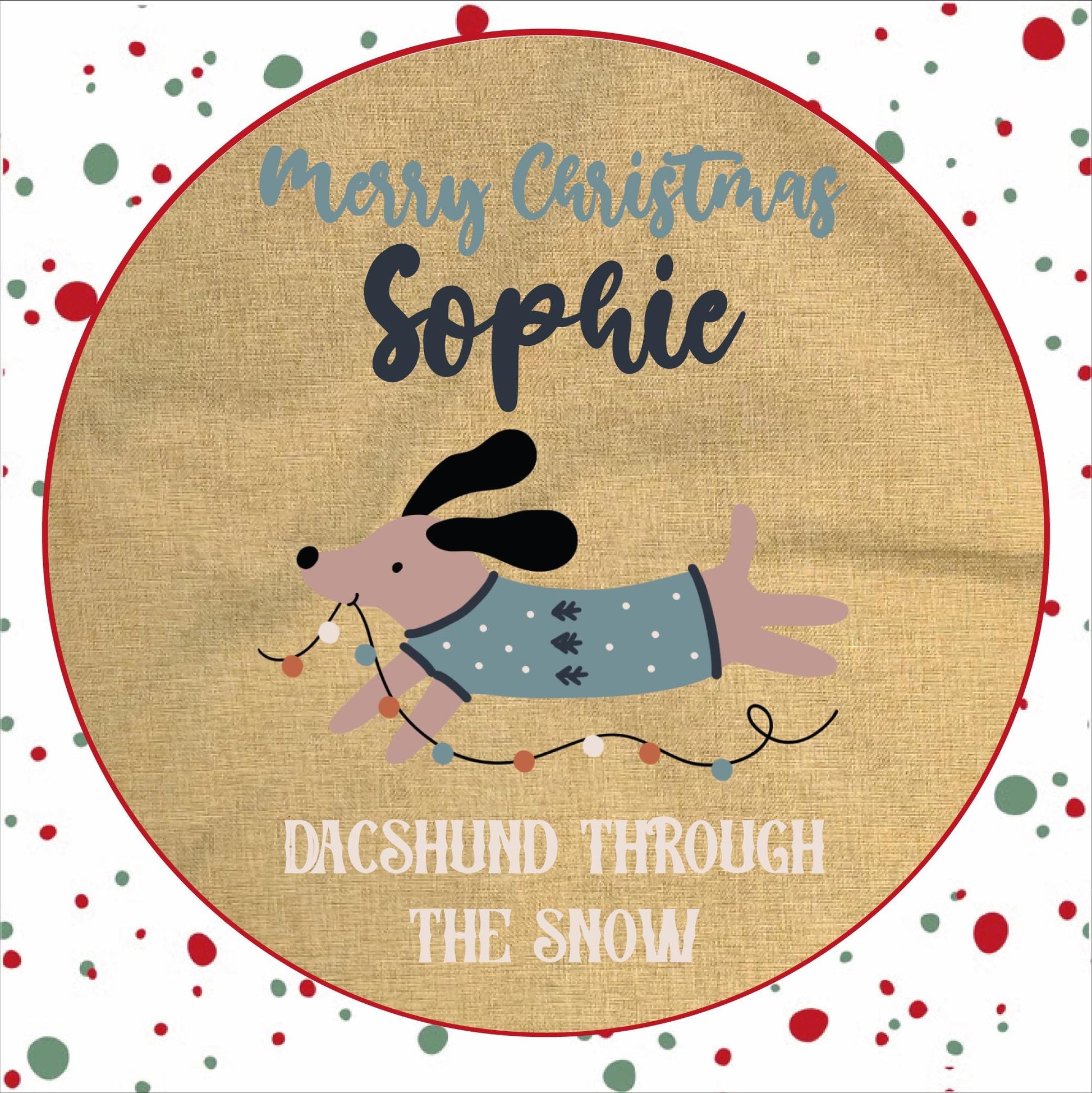 Personalised Santa Sack and Stockings | Santa Sack | Santa Stocking | Presents | Xmas | Customise Name | Dachshund through the snow
