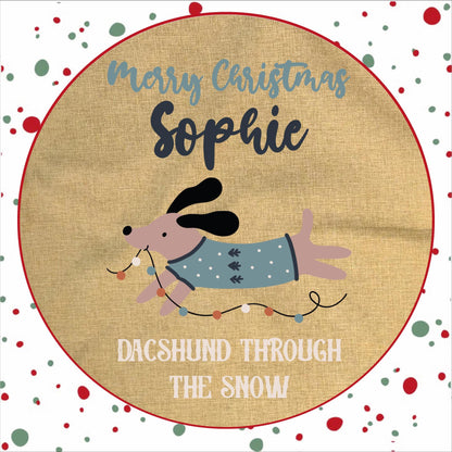 Personalised Santa Sack and Stockings | Santa Sack | Santa Stocking | Presents | Xmas | Customise Name | Dachshund through the snow