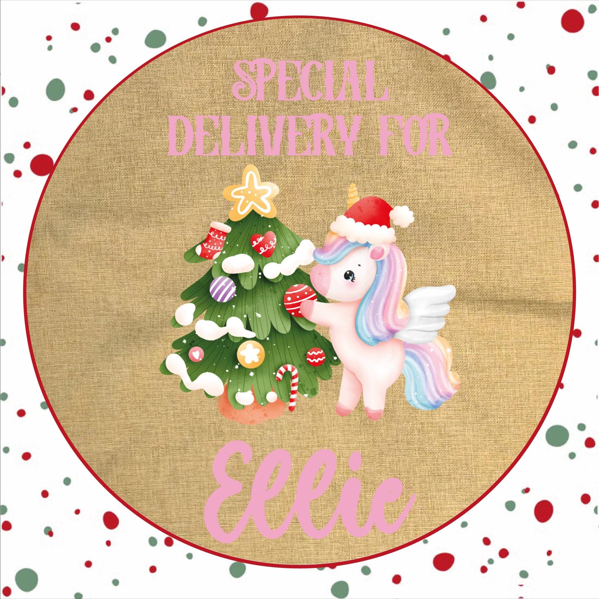 Personalised Santa Sack and Stockings | Santa Sack | Santa Stocking | Presents | Xmas | Customise Name | Special Delivery Unicorn