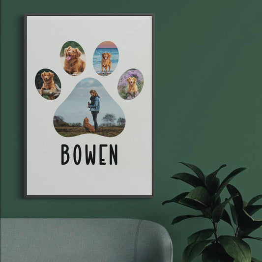 Dog &quot;Paw&quot; Print- pet print- dog photo print- paw photo print - With name- Personalised- Custom print- Digital- A4- A3- Framed- Home Decor
