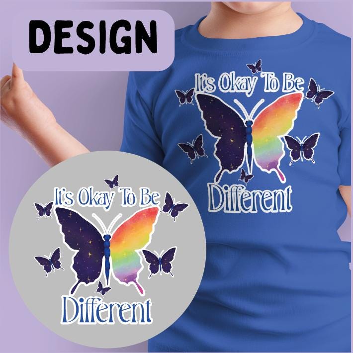 Adults It's Okay To Be Different T-shirt - Butterfly T-shirt - Rainbow Design - Autism Awareness - Autism Month Shirt Gift - Mental Health -