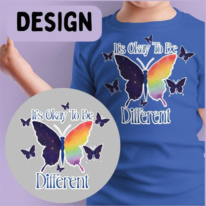 Adults It's Okay To Be Different T-shirt - Butterfly T-shirt - Rainbow Design - Autism Awareness - Autism Month Shirt Gift - Mental Health -