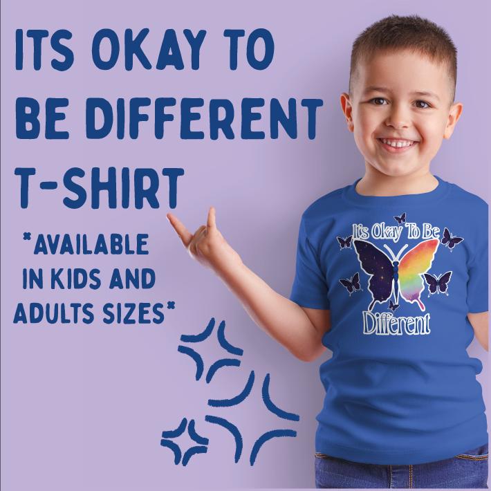Adults It's Okay To Be Different T-shirt - Butterfly T-shirt - Rainbow Design - Autism Awareness - Autism Month Shirt Gift - Mental Health -