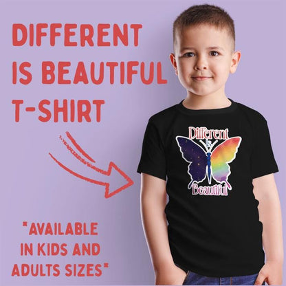 Different Is Beautiful T-shirt - Butterfly T-shirt - Rainbow Design - Autism Awareness - Autism Month Shirt Gift - Mental Health -