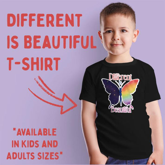 Different Is Beautiful T-shirt - Butterfly T-shirt - Rainbow Design - Autism Awareness - Autism Month Shirt Gift - Mental Health -