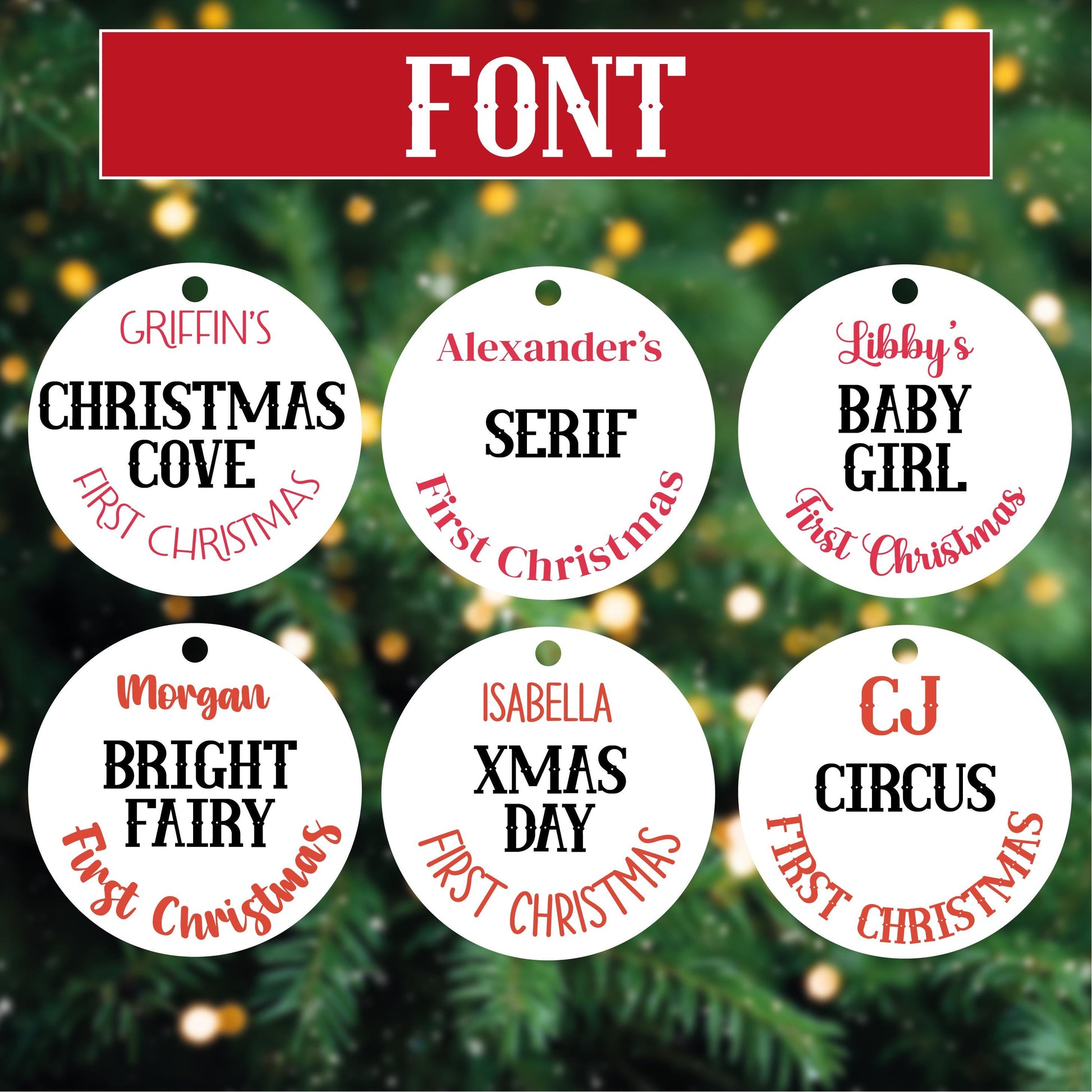 Christmas Tree Ornament - Personalised - MDF Hanging Tree Decoration - Children's - First Christmas - Xmas Ornament - Custom Name & Message