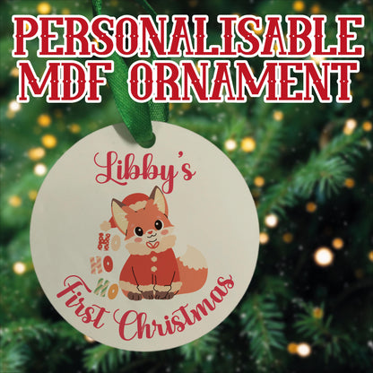 Christmas Tree Ornament - Personalised - MDF Hanging Tree Decoration - Children's - First Christmas - Xmas Ornament - Custom Name & Message