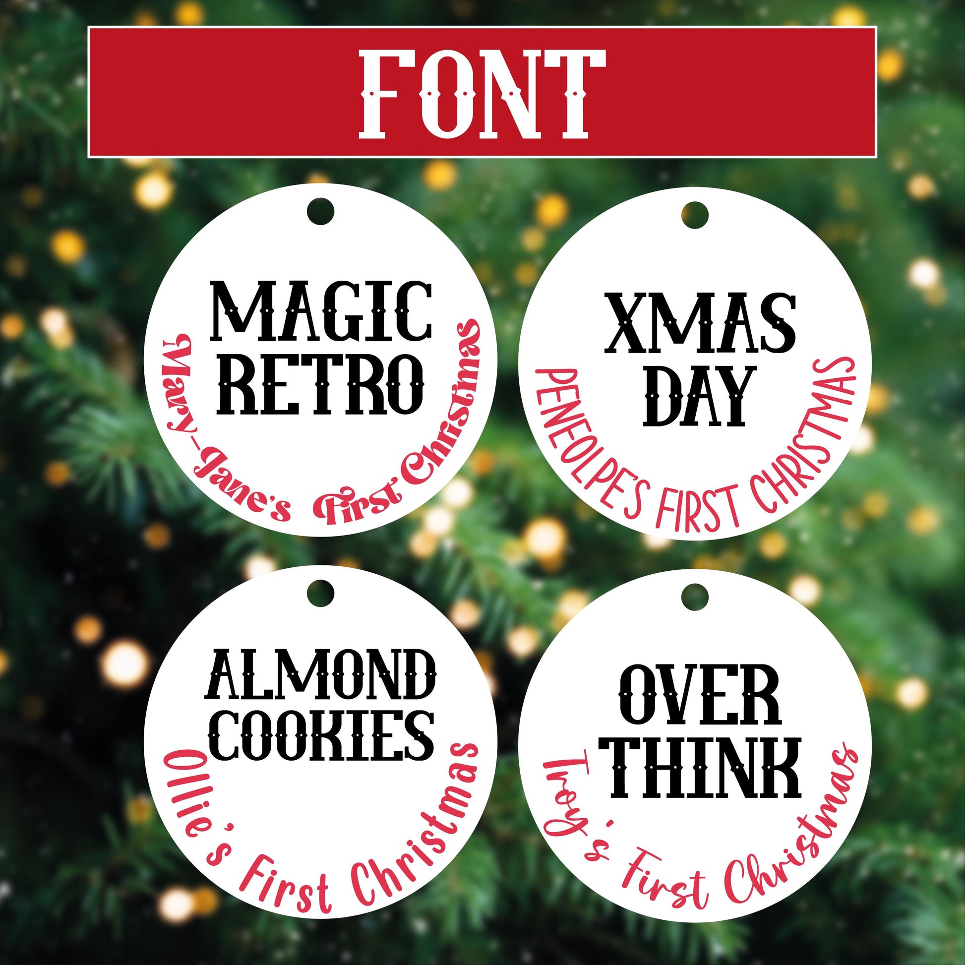 Christmas Tree Ornament - Personalised - MDF Hanging Tree Decoration - Children's - First Christmas - Xmas Ornament - Custom Name & Message