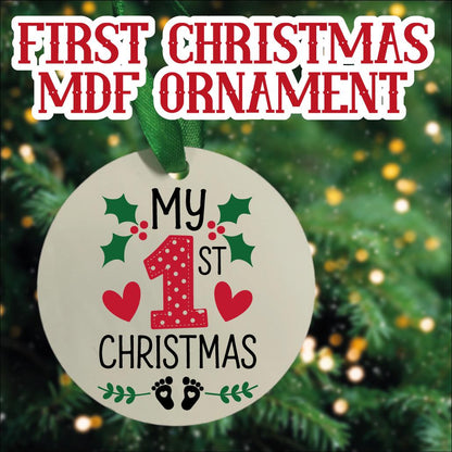 Christmas Tree Ornament - Personalised - MDF Hanging Tree Decoration - Children's - First Christmas - Xmas Ornament - Custom Name & Message