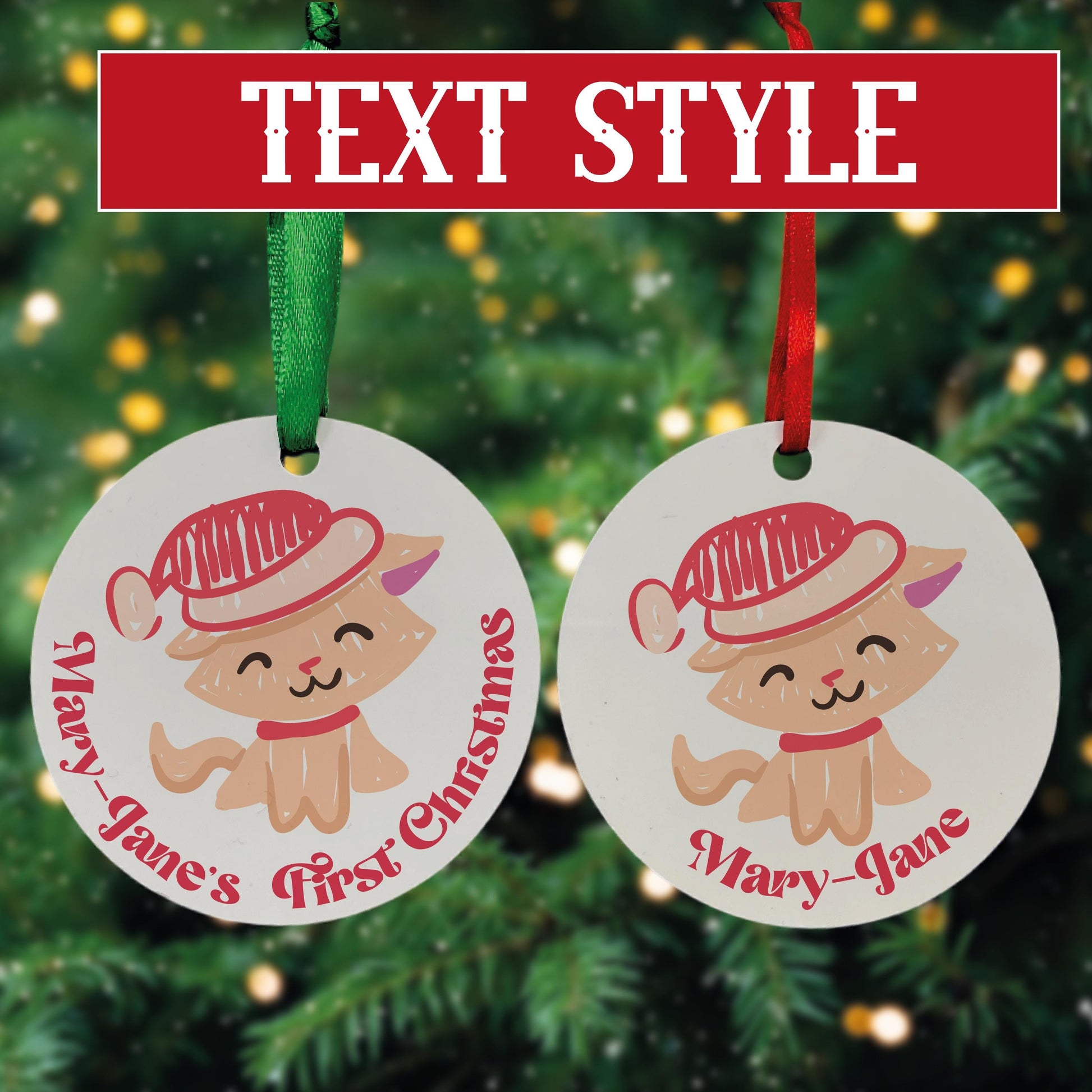 Christmas Tree Ornament - Personalised - MDF Hanging Tree Decoration - Children's - First Christmas - Xmas Ornament - Custom Name & Message