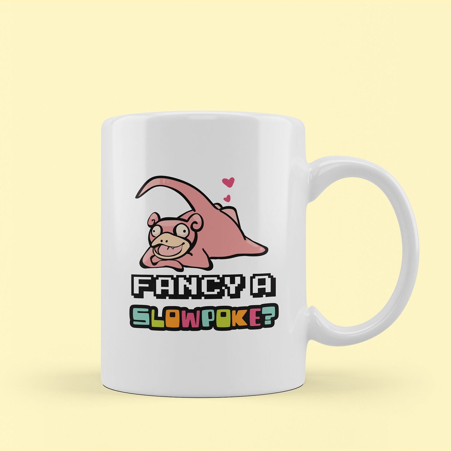 fancy a slowpoke rude sexy pokemon mug. white mug with nude rude pokemon ready for some fun